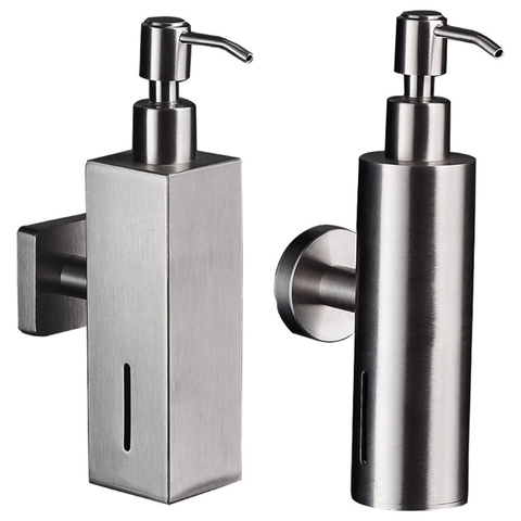 Stainless Steel Brushed Nickel Finish Soap Dispenser Bathroom Shampoo Box Soap Container Wall Mounted Soap Dispenser 200ML ► Photo 1/6