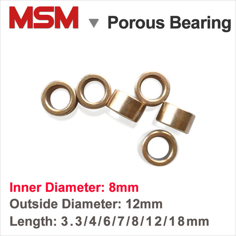 MSM Copper Sleeves 8x12x3.3/8x12x6/8x12x7/8x12x8/8x12x12/8x12x18mm Porous Bearings Tin Bronze Base Powder Metallurgy Oil Bushing ► Photo 1/2