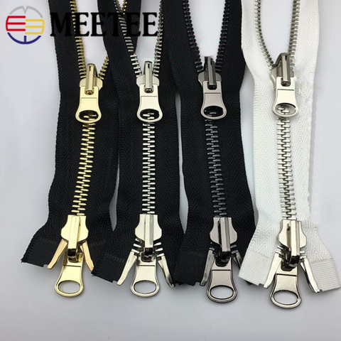 Meetee 1pc 60-120cm 5# 8# Metal Rotary Slider Open-End Zipper Reversible Double Sided Zippers for Jacket Sewing Spin Zip Head ► Photo 1/6