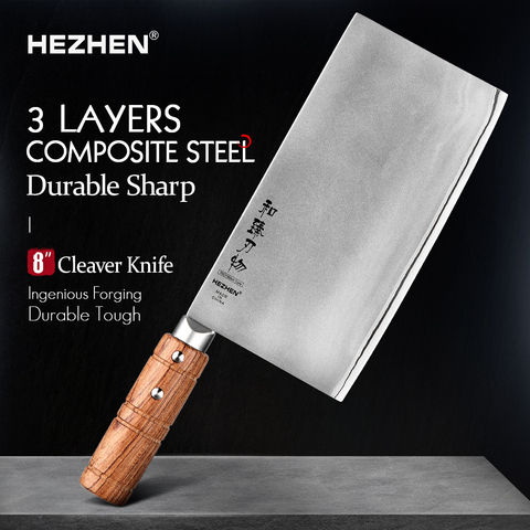 HEZHEN 8 Inches Slicing Knife 3 Layers Composite Stainless Steel High Quality Professional Kitchen Chef Cook Slice Knife ► Photo 1/6