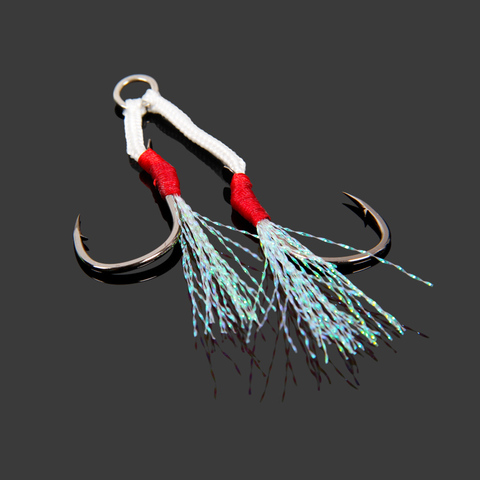 TSURINOYA Fishing Hooks 3pair/lot High Carbon Steel Slow Jigging Lure Feather Hook Cast Jigs Assist Hook Barbed Double Hooks ► Photo 1/6