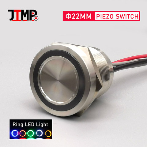 22mm Flat head Ring LED Light Piezo Switch Touch Type IP68  Stainless steel button switch ► Photo 1/5