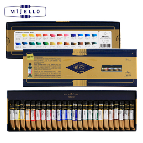 Mijello Gold 24 Colors Watercolor High Concentration Natural Pigment Watercolour Professional Painter Paints ► Photo 1/1