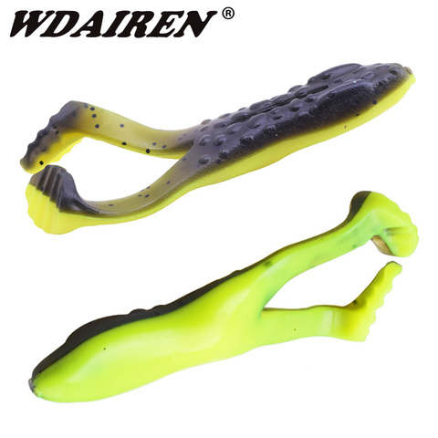 2pcs/Lot Fishing Frog Soft Lures Lifelike Double Feet Jig Wobblers 10.5cm 13g Bass Swimbait Artificial Silicone Bait Pasca Peche ► Photo 1/6