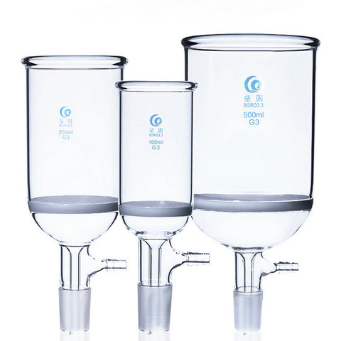 1pc G3 Sand core filter funnel  filter glass funnel with small nozzles,30/60/100/250/500/1000ml High borosilicate glass funnel ► Photo 1/6