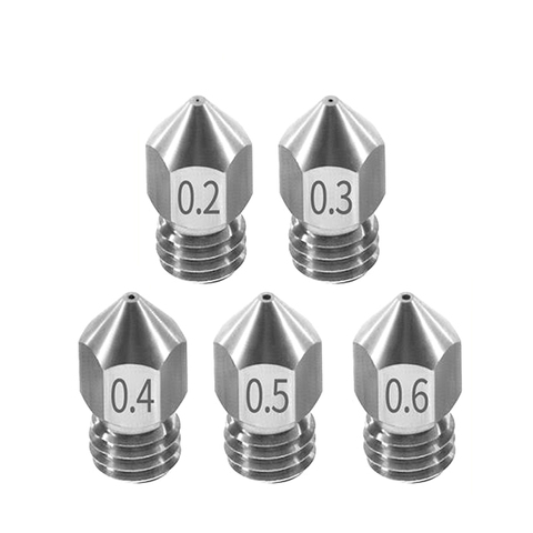 3D Printer Threaded Stainless Steel MK8 Nozzle M6 0.2 0.3 0.4 0.5 0.6mm for 1.75mm Filament for CR10 CR-10S Ender 3 Ender 5 ► Photo 1/6