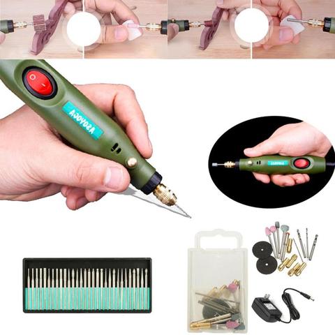 12V/110V Mini Electric Grinder Polisher Hand Drill Kit Wood Engraving Pen Tools DIY carving Grinder Pen EU/US Plug ► Photo 1/6