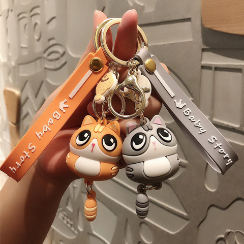 Ins Cute Cat Kawaii Keychain Female Creative Car Key Pendant Couple Lovers Backpack Phone Lanyard Girl Gift Toy Doll Accessories ► Photo 1/5