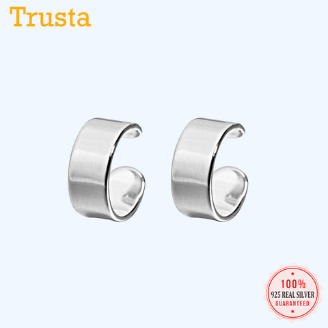 Trusta 100% 925 Sterling Silver Smooth Surface Ear Cuff Clip on Earrings For Women Girl Without Piercing Earings Jewelry DS1040 ► Photo 1/6