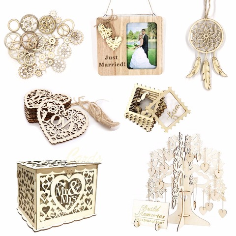 Rustic Wedding Party Decoration Heart Tree Guest Book Wooden Card Box With Lock For DIY Wooden Craft Vintage Wedding Gifts ► Photo 1/6