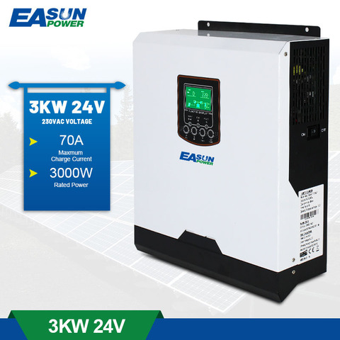 EASUN POWER Soalr Inverter 3KVA 24V 50Hz/60Hz Hybrid Inverter 230VAC Pure Sine Wave 50A PWM Battery Charge inversor ► Photo 1/6