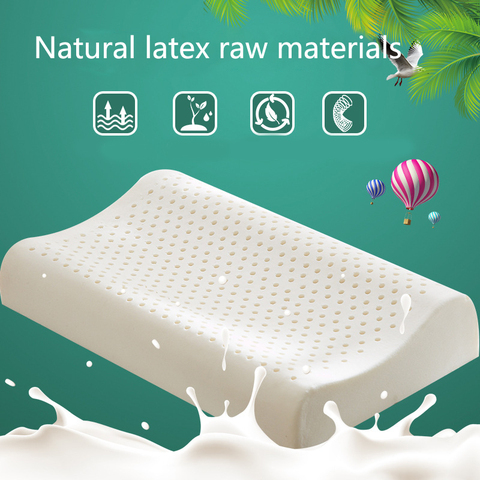 Pure Natural Latex Pillow Neck Support Protect Vertebrae Health Care Orthopedic Bedding Single Pillow Size about 30X50CM ► Photo 1/6