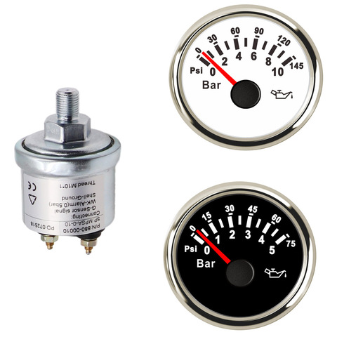 Boat Car Mechanical Oil Pressure Gauge Sensors NPT1/8 M10X1 Sensor Thread for 0-5 Bar 0-10 Bar Oil Pressure Sensors ► Photo 1/6