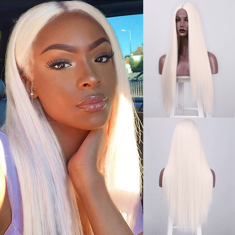 I's a wig Small Area Lace Front Wigs Long Straight Synthetic Blonde Wigs for Women Middle Part Cosplay Purple Wig Fake Hair ► Photo 1/6
