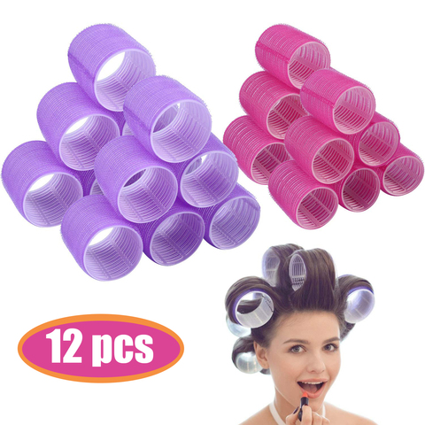 Hair Rollers 12Pcs/Pack Self Grip Hair Curlers Hair Roller Salon Hair Dressing Curlers Jumbo Size Hair Roller Sticky Cling Style ► Photo 1/6