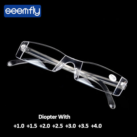 seemfly Ultralight Rimless Reading Glasses Men Women Anti-fatigue HD Presbyopia eyeglasses Diopter +1.0 1.5 2.0 2.5 3.0 3.5 4.0 ► Photo 1/6