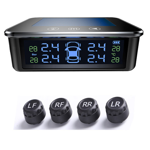 Sikeo Tire Pressure Monitor System Lite Smart Car TPMS Solar Power  Control Auto Security Alarm Systems Tyre Pressure Warning ► Photo 1/6