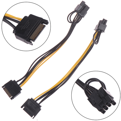 1pc 15pin SATA Male to 8pin(6+2) PCI-E Power Supply Cable 20cm SATA Cable 15-pin to 8 pin cable Wire for Graphic Card ► Photo 1/6