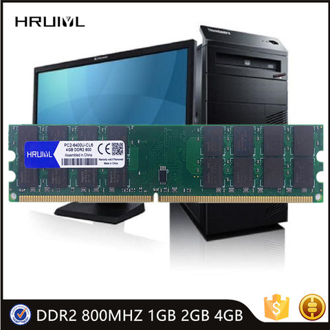 HRUIYL Inter Memory DDR2 800MHZ 1GB 2GB 4GB RAM Memoria Module DIMM PC Motherboard PC2-6400U Memoria New Memoria Sticks RAM New ► Photo 1/6