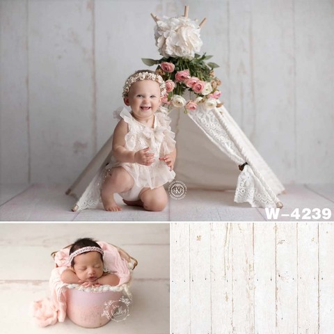 HUAYI Photography Backdrop Newborns Baby Birthday Photo Booth Background Textured White Wood Planks Floordrop Studio Photocalls ► Photo 1/6