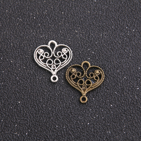 18pcs 18*21mm Two Color Zinc Alloy Necklace Charm Jewelry DIY Hollow Herat Connector Pendant Necklace ► Photo 1/1