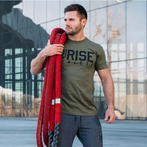 2022 Men Summer Rise Athlet Casual T shirt Gyms Fitness Bodybuilding Muscle male Short Slim fit Shirts Cotton Tee tops clothing ► Photo 1/6