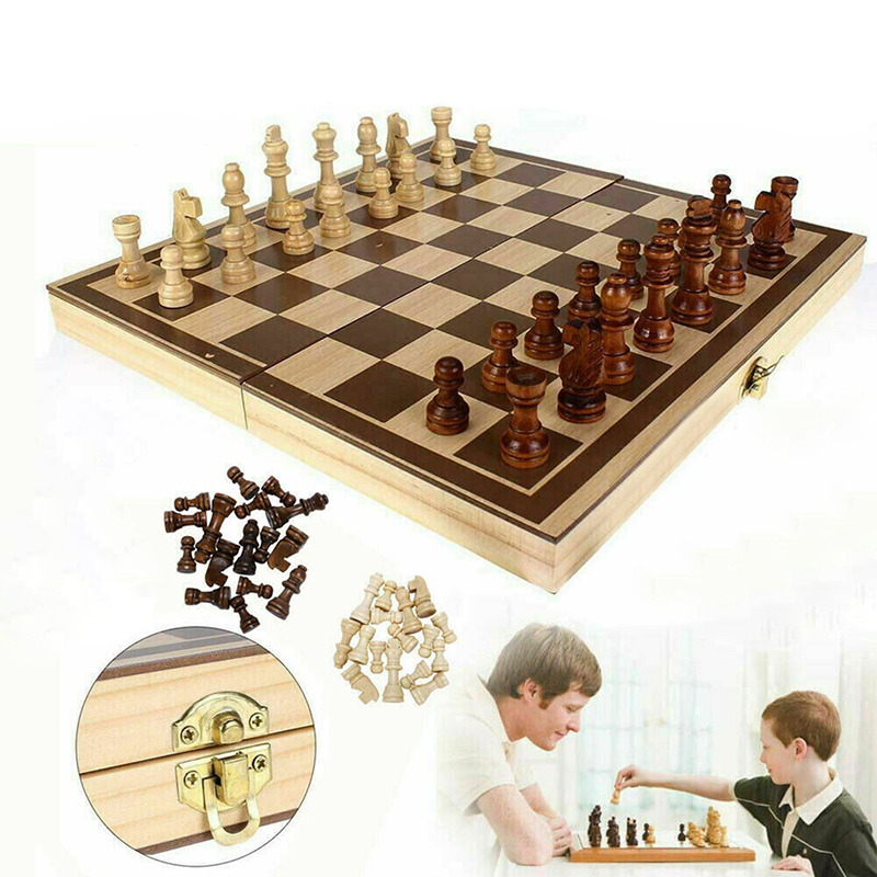 Magnetic Wooden Folding Chess Set Game High Quality Adult  Kids Beginner Large C 