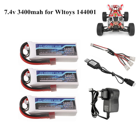 2s 7.4 V 3400mAh Lipo battery for Wltoys 1/14 144001 RC car boat part 7.4v Battery charger set ► Photo 1/4