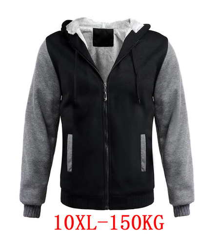 Plus Size 8XL 10XL Winter Spring jackets men Thick Warm Sweatshirt Hooded Fleece Casual Patchwork Loose Hoodies Coat 150KG ► Photo 1/1