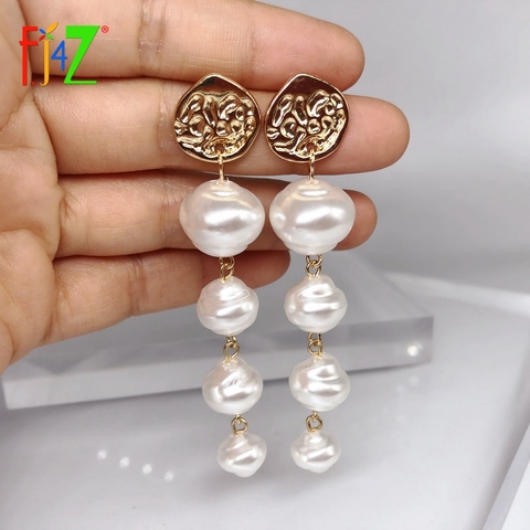 F.J4Z Women Irregular Pearl Earrings Fashion Imitation Pearl Statement Earrings Ladies Dangle Earrings for Party dropship ► Photo 1/6