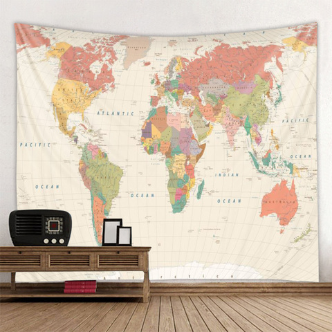 Lingxia-HD super large world map printing tapestry is soft and easy to care for wall decoration hanging cloth ► Photo 1/4