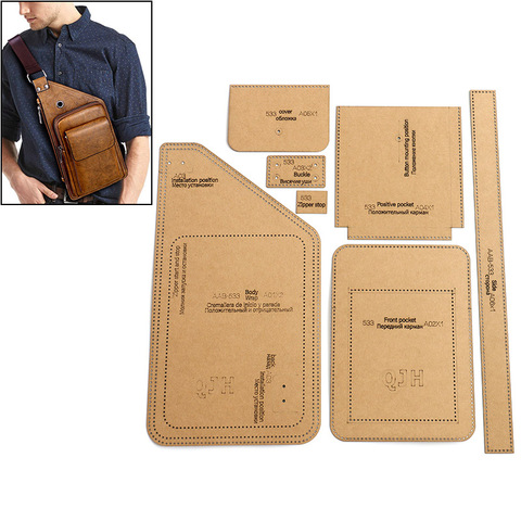 DIY Handmade Leather Men's Fashion Chest Bag Sewing Pattern Hard Kraft Paper Stencil Template DIY Craft Supplies 37cm*20cm ► Photo 1/5