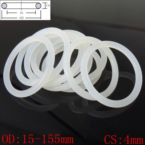 White Food Grade Silicon Rubber O-Ring Seals Washer Cross Section 4mm OD 15-155mm ► Photo 1/4