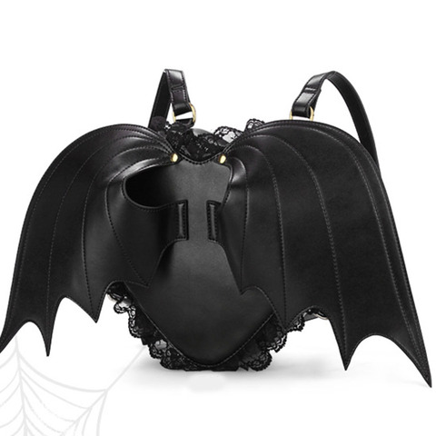 Brand New Ladies Leisure INS HOT Vacation Halloween Cosplay Gothic Style Demon Bat Vampire Wings Black Women Backpack Girls Bags ► Photo 1/6