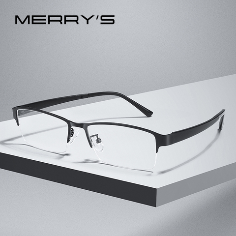 MERRYS DESIGN Men Titanium Alloy Glasses Frame TR90 Legs Prescription Eyeglasses Optical Frame Business Style S2216 ► Photo 1/6