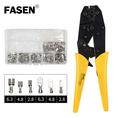 HS-03BC/SN-48B 270PCS Crimping pliers with plug spring terminals mini crimper wire for 6.3/4.8/2.8mm² terminal kit hand tool set ► Photo 1/5