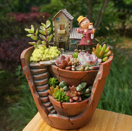 Resin Balcony Flower Pot For Succulent Plants Garden Decoration Flowerpot Planter Desktop Potted Room Micro Landscape ► Photo 1/5