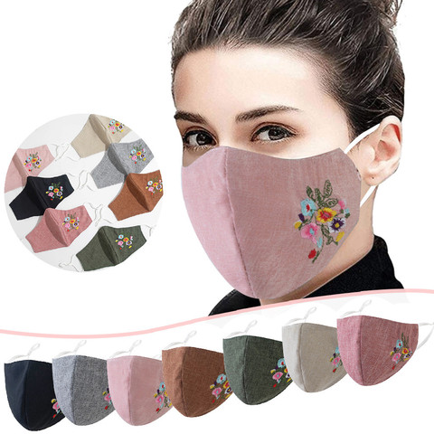Adult Women Floral Print Washable Safet Mask Face Cloth Breathable Mouth Caps Reusable Cotton Mascarilla Halloween Cosplay Mask ► Photo 1/6