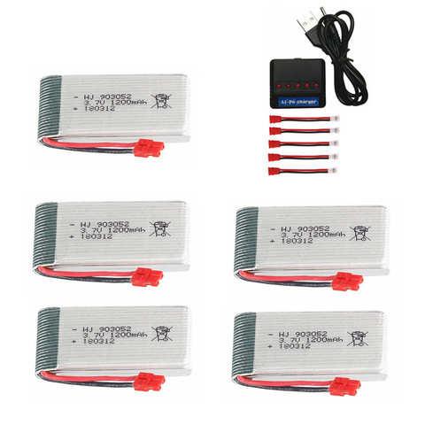 3.7V 1200mAh 903052 lipo battery for Syma X5HC X5HW X5UW X5UC RC Quadcopter Spare Parts 903052 3.7V drone battery Charger set ► Photo 1/5