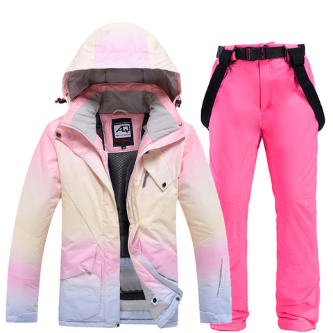 2022 New Fashion Color Matching Ski Suit Women Windproof Waterproof Snowboard Jacket and Pants Suit Female Snowsuit Costumes ► Photo 1/6