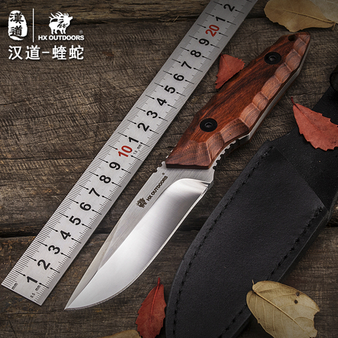 HX Outdoor Fixed Blade Straight Knife Rosewood Handle 5Cr15Mov Blade knife Camping Hand Tool Survival Hunting Knives ► Photo 1/6