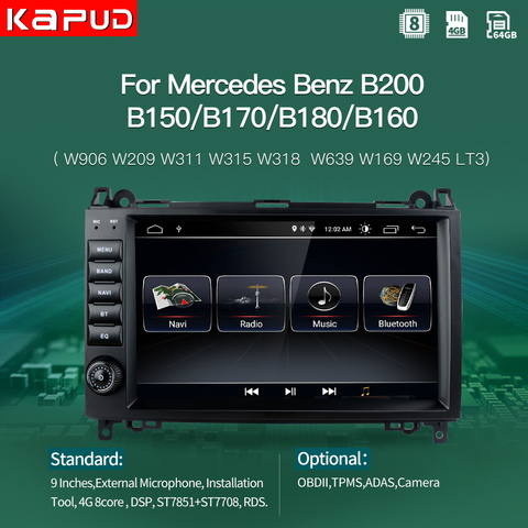 Kapud Multimedia Car Auto Radio Stereo receiver Android  Navigation For Mercedes Benz B200 W169 W639 Viano Vito Sprinter GPS DVD ► Photo 1/6