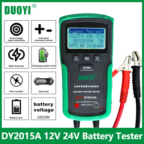 DUOYI DY2015A 12V 24V Car Battery Tester Tool Lead Acid 2000CCA Voltage Load Battery Charge Test Digital Battery Capacity Tester ► Photo 1/6