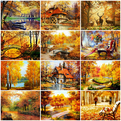 Evershine Full Square Diamond Painting Tree 5D DIY Diamond Embroidery Landscape Autumn Rhinestone Art Home Decor ► Photo 1/6