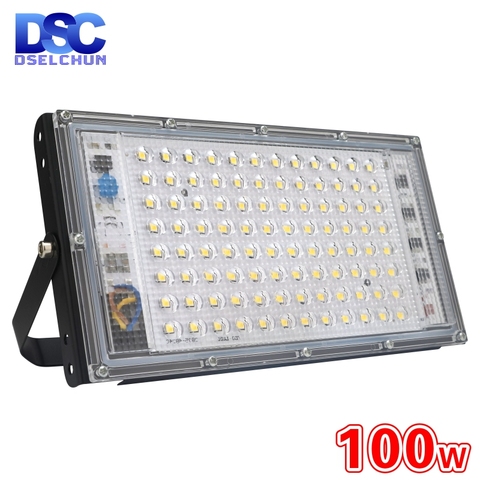 DSELCHUN 100W Led Flood Light AC 220V 230V 240V Outdoor Floodlight Spotlight IP65 Waterproof LED Street Lamp Landscape Lighting ► Photo 1/6