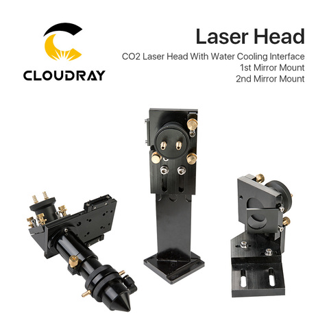 Cloudray CO2 Laser Head Set with Water Cooling Interface Mirror Dia. 30 / Lens Dia. 25 FL 63.5&101.6 Integrative Mount Holder ► Photo 1/6