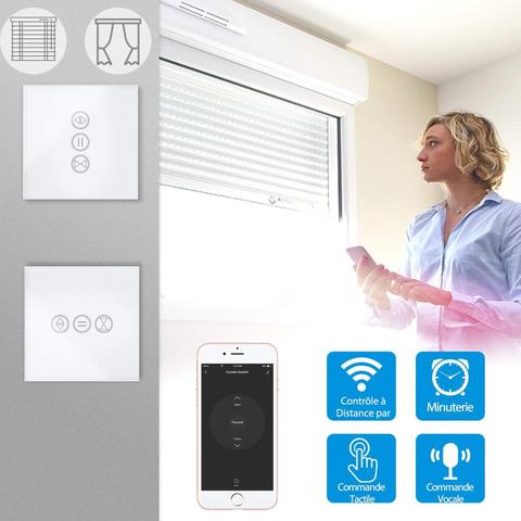 Electric Curtain Roller Shutter Smart WiFi Touch Switch voice control Google Home Amazon Alexa Echo App Timer Remote Control ► Photo 1/6