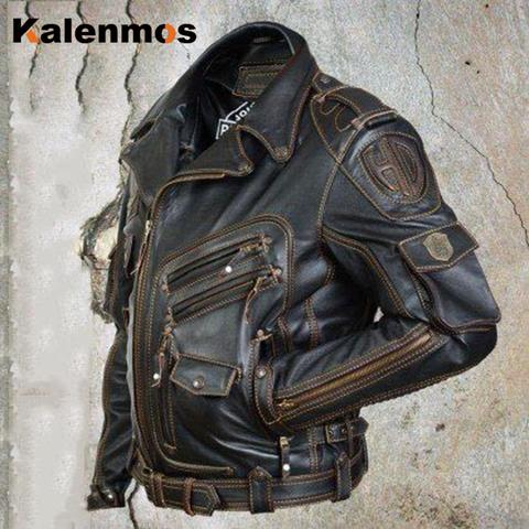 PU Leather Coat Jacket Men Spring Fall Top Slim Streetwear Gothic Moto Biker Punk Outwear Abrigos Mens Coats Mens Jackets 2022 ► Photo 1/6