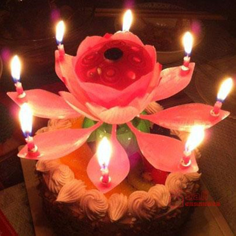 Birthday Cake Candles with Happy Birthday Music Rotating Setup Including Numbers, Pink
