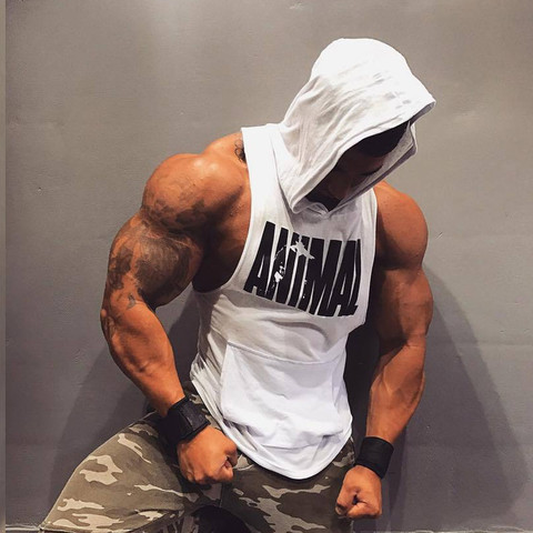 2022 New Men Bodybuilding Cotton Tank top Gyms Fitness Hooded Vest Sleeveless Shirt Summer Casual Fashion Workout Brand Clothing ► Photo 1/6